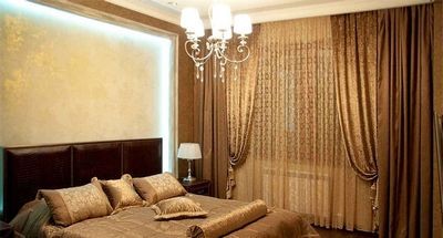 Цвет штор для спальни: красивое обрамление комнаты