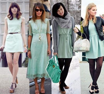 Совет 1: с чем носить платье мятного цвета