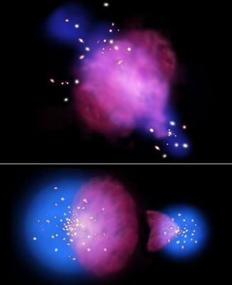 Тёмная материя abell 520 оторвалась от галактик